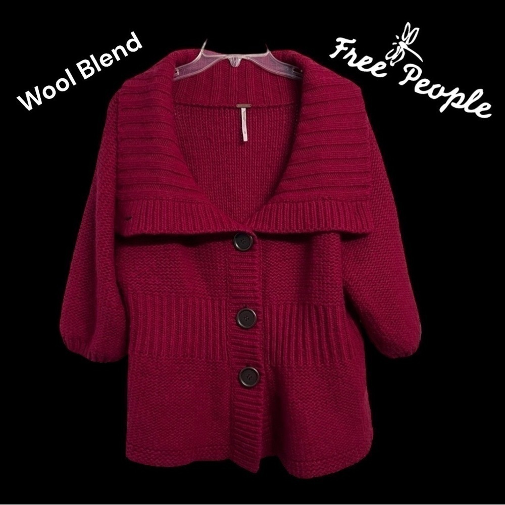 Free People Wool Blend Cardigan Sweater, Size Large - Picture 11 of 11